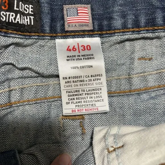 Ariat FR M3 Jeans Lot 2 Mens 46x30 Loose Straight Blue Denim Work Fire Resistant - Picture 5 of 7